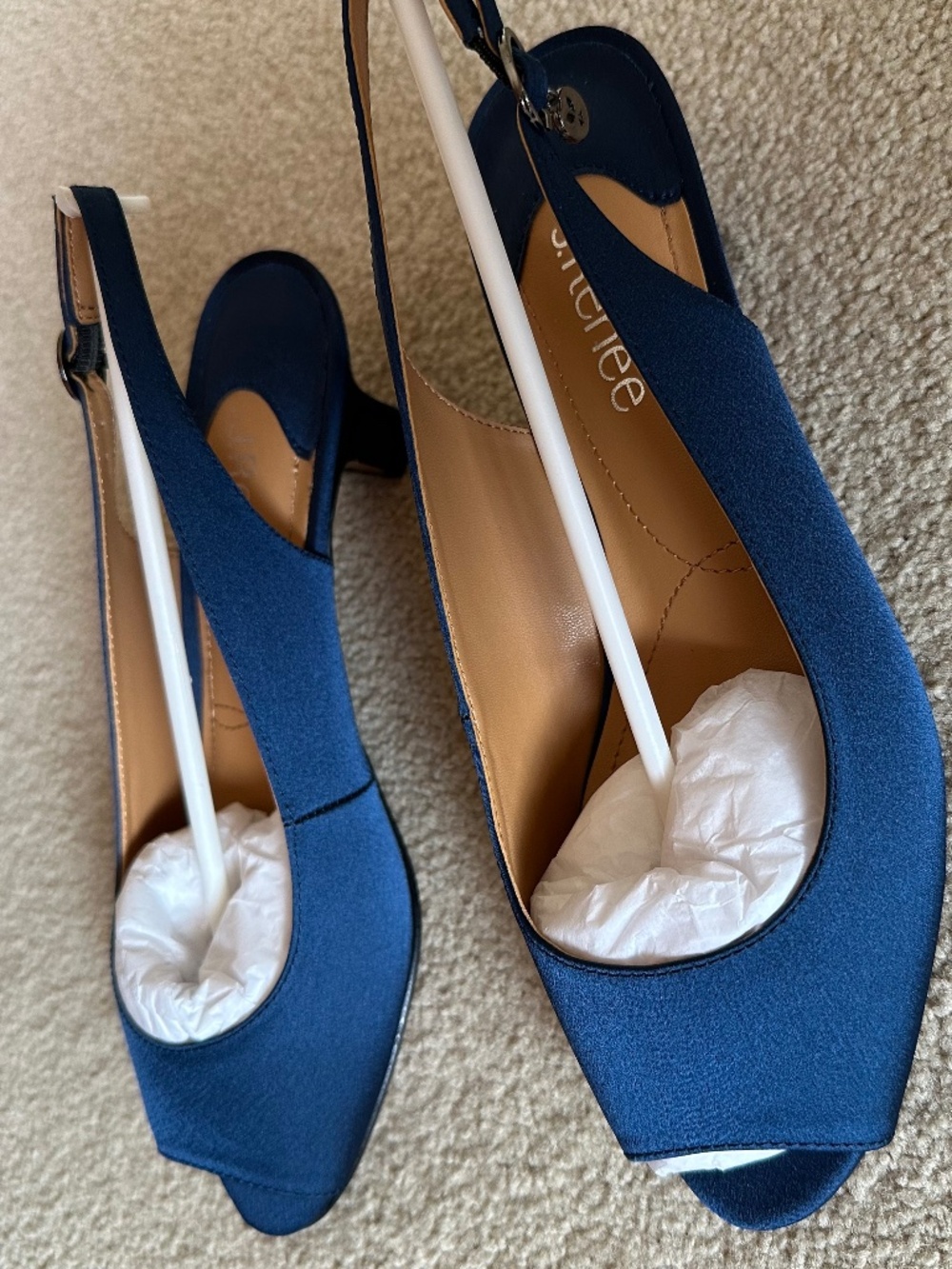NIB J. Renee Jenvey Sandal 8WW Navy Satin - Picture 7 of 7